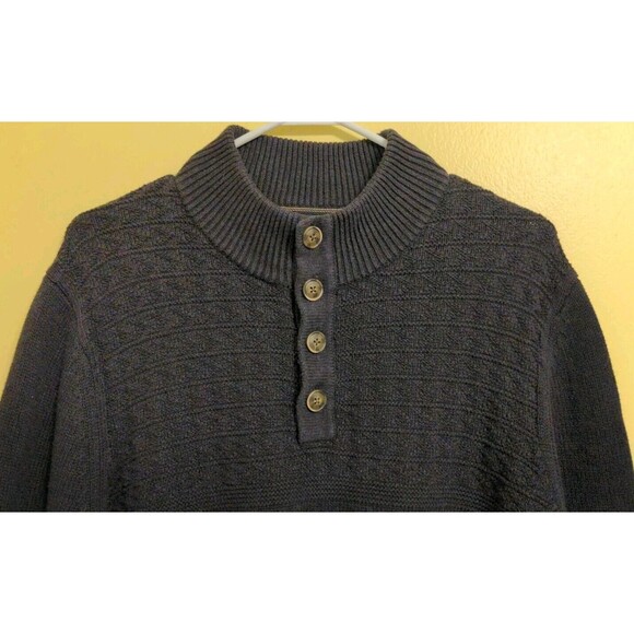 Nice Tommy Bahama Sorrento Beach 1/4 Button Mock Sweater Men's X-Large XL Black - Picture 4 of 9